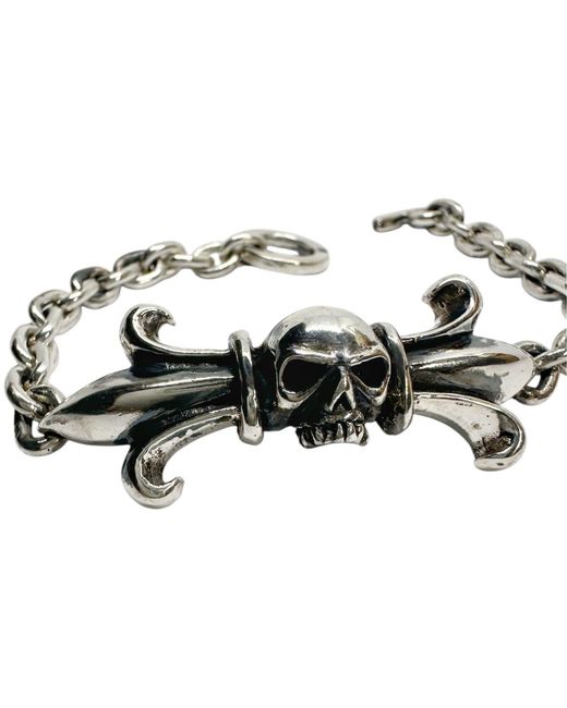 Tg-Jewellery by Tamara Gervasio Metallic Reign And Ruin Skull Crest Bracelet Sterling One Of A Kind for men