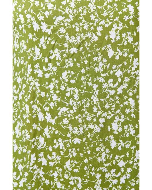Louche Green Inesa Negative Floral Print Short Sleeve Midi Shirtdress