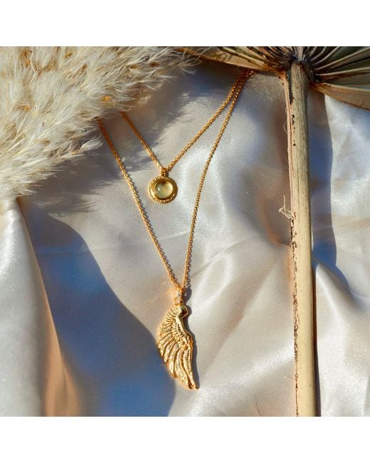 Seven Saints Metallic Archangel Jophiel Necklace, Angel Of Beauty And Wisdom, Plated Sterling With Quartz