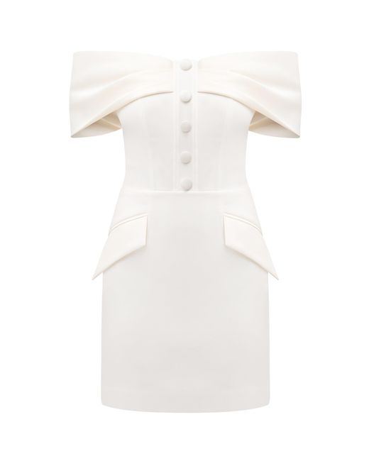 Tia Dorraine White Steel Confidence Off-Shoulder Mini Dress Pearl