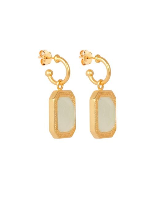 Lila Rasa Metallic Rectangular Sparkling Crystal Hoops