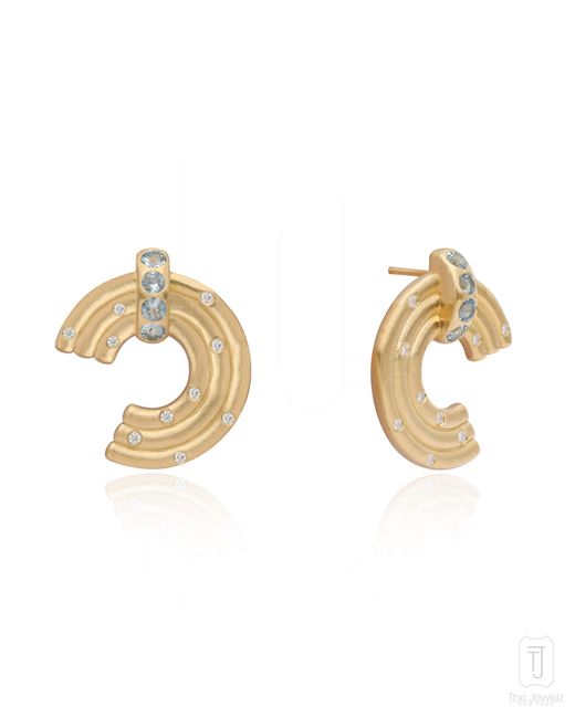 The Jewelz Metallic March Birthstone Helix Aquamarine 925 Earrings