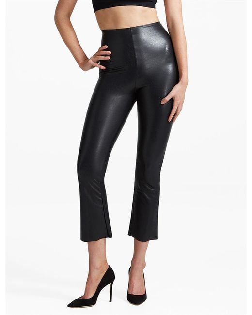 Commando Black Faux Leather Control Smoothing Crop Flare, Slg33