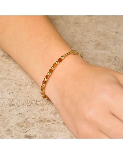 Nellou Jewellery Metallic Carnelian Gem Shine Bracelet Plated Sterling