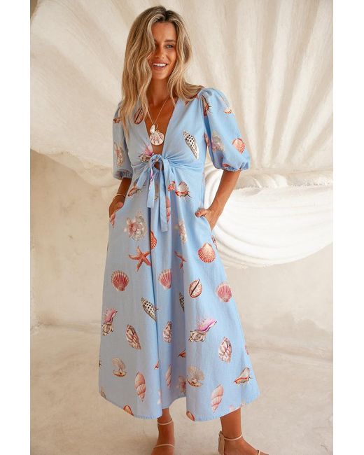 Palm Collective Blue Corsica Shell Maxi Dress