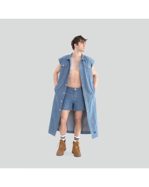 Maui X Lolita Blue Ruler Oversized Denim Vest for men