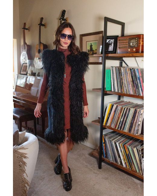 Jennafer Grace Black Zenobia Psyche Faux Fur Trim Vest