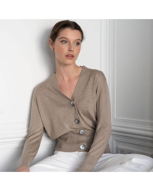 Bel Cashmere Natural Neutrals Capri Silk And Cashmere Cardigan