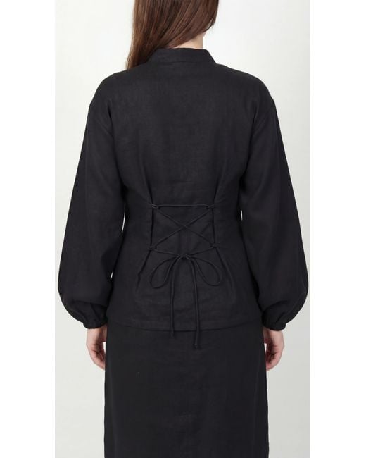 Muda Clothing Fz Llc Black Inori Linen Top