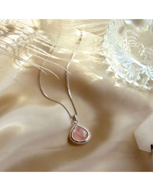 Seven Saints White Rose Quartz Compassionate Heart Adjustable Necklace, Rhodium