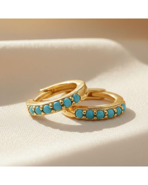 Harfi Blue December Birthstone Huggie Plated Hoop Earrings