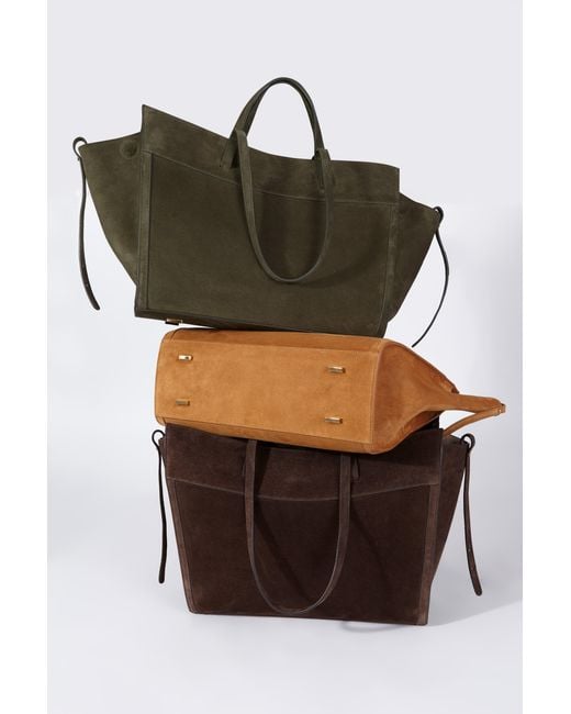 Saonara Brand Brown Shopping Bag Chocolat Suede