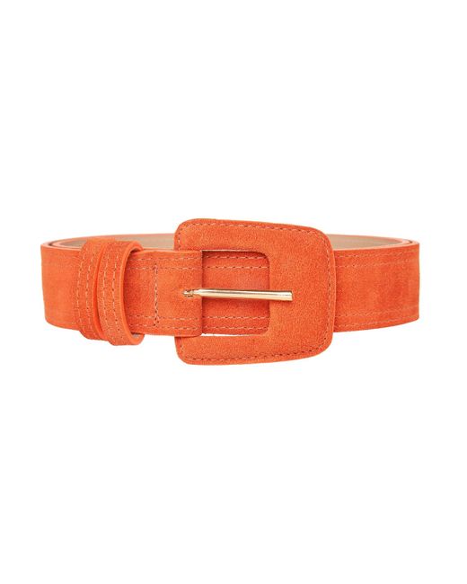 BeltBe Orange Suede Rectangle Buckle Belt