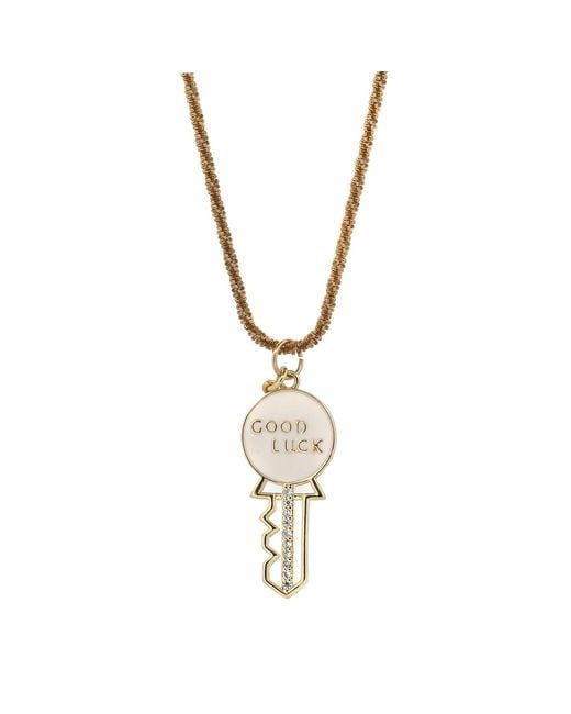 Ebru Jewelry Metallic Good Luck Key Butterfly Pendant Necklace