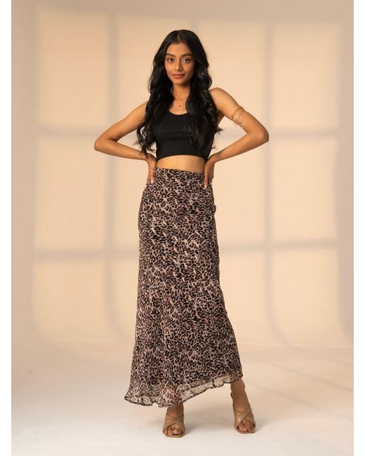 Rose & Nancy Brown Sienna Animal Print Skirt
