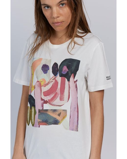 Boutique Kaotique White Mixed Feelings Organic Cotton T-Shirt