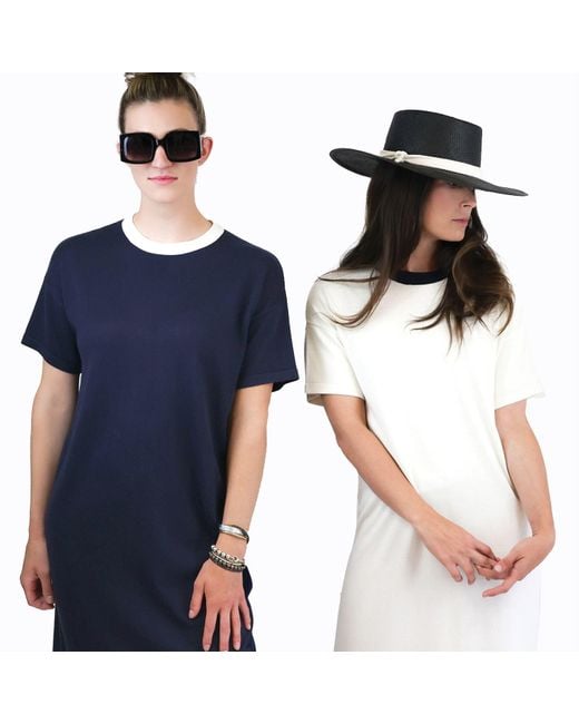 Zenzee White Silk Cashmere Tee Shirt Dress