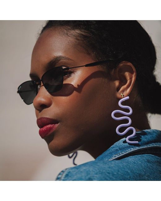 By Chavelli White Neutrals Small Tube Squiggles Dangly Earrings