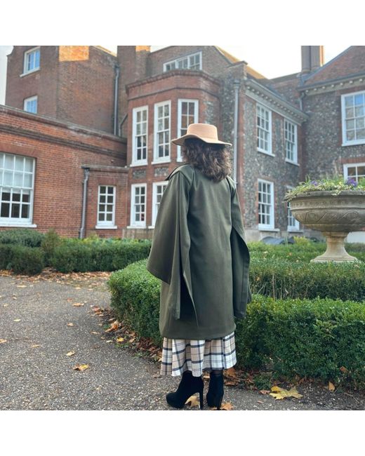 NUMBAT Green Edith Cashmere Coat With Cloak Sleeves