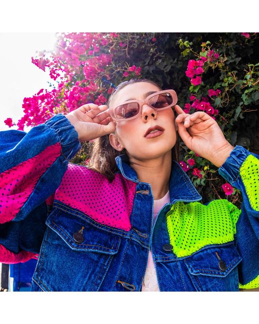 Quillattire Multicolor Denim Jacket With Neon & Nike Mesh