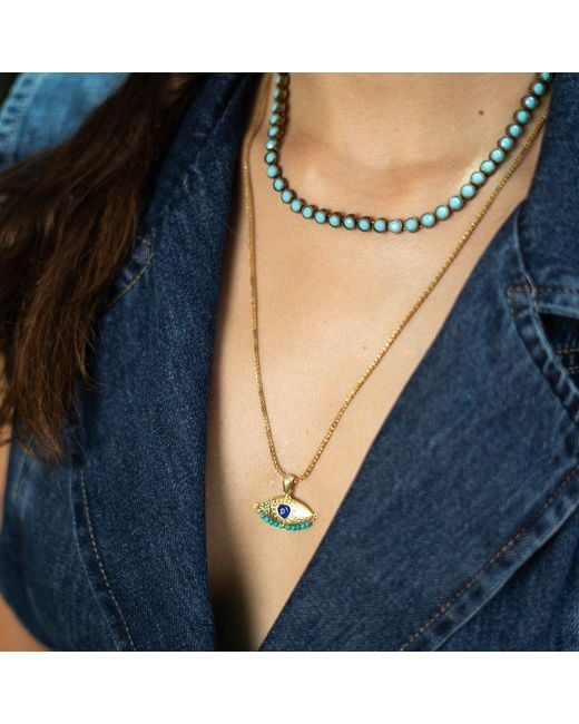 Ebru Jewelry Metallic Spiritual Aura Evil Eye Necklace
