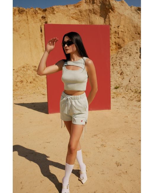 Pcfg Blue Neutrals Free Heaven Cord Shorts