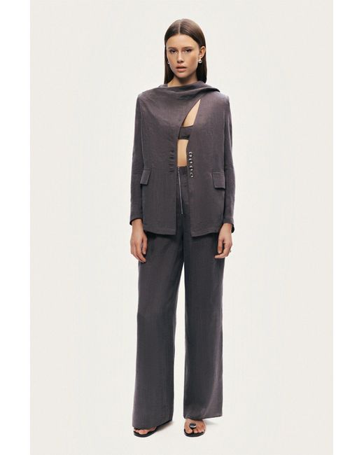 Nocturne Black Asymmetrical Draped Tailored Jacket