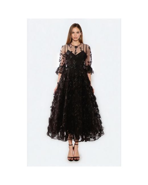 MATSOUR'I Black Cocktail Dress Franceska Midi
