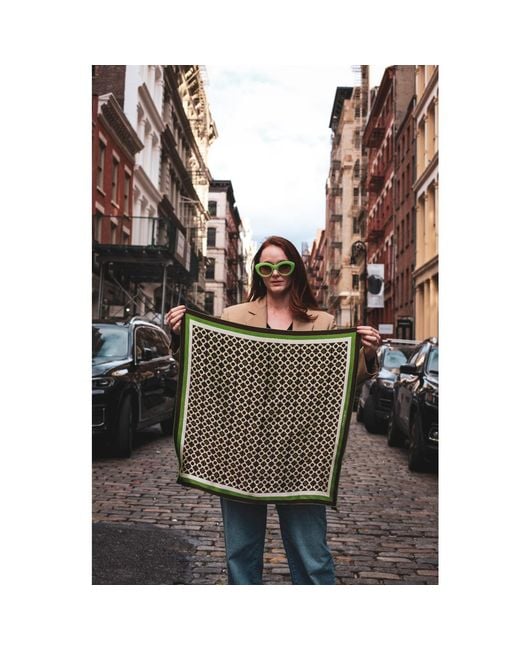 Jessie Zhao New York Black Double Sided Silk Scarf Of Polka Dot Bloom
