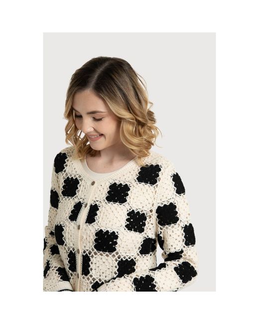 Saachi Black Checkered Crochet Cardigan