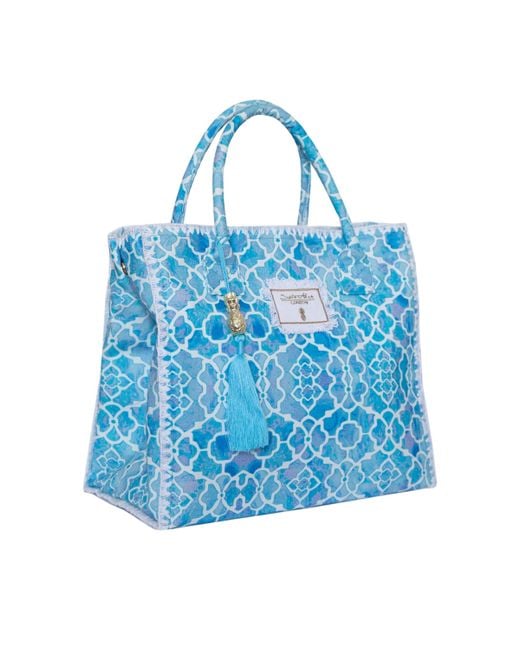 Sophia Alexia Blue Azure Mosaic Barbados Beach Bag
