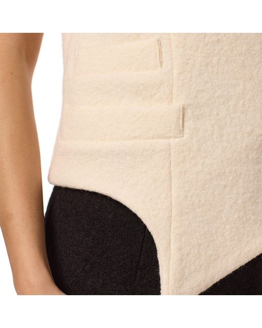 F.j.k by Farah Kadhimi Natural Angelina The Ivory Asymmetric Waistcoat With Golden Zip