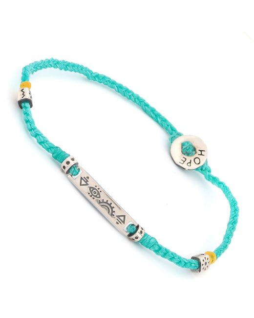 Ebru Jewelry Blue Sterling Spiritual Symbols Woven Hope Braided Bracelet for men