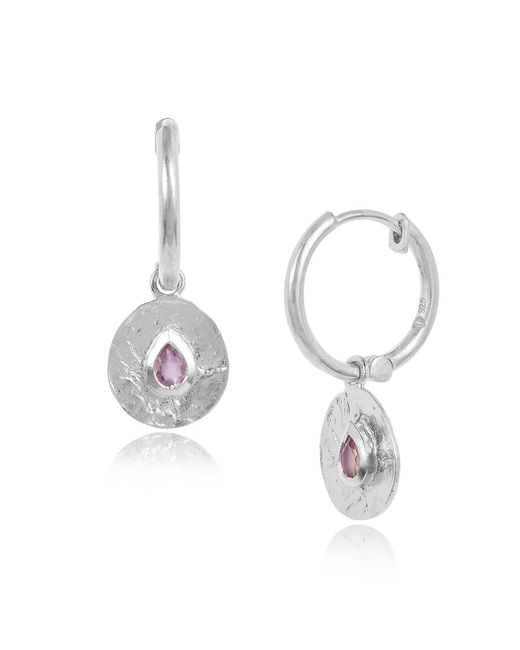 Moon London Metallic Amethyst Sterling Mini Hoops