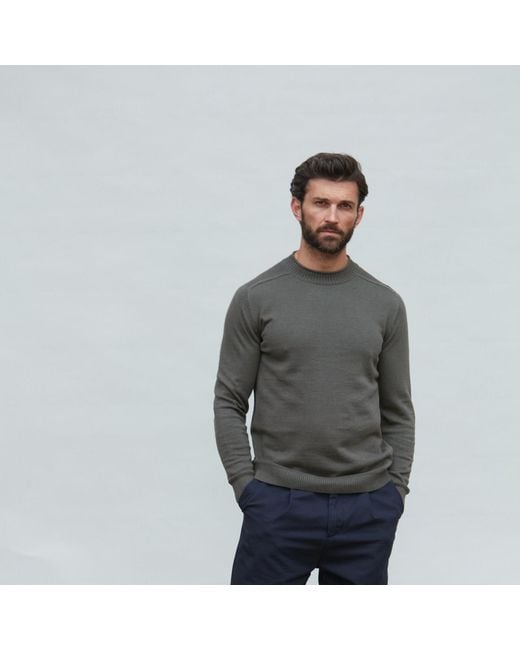 Paul James Knitwear Green Lightweight Cotton Linen Slaithes Saddle Shoulder Jumper for men