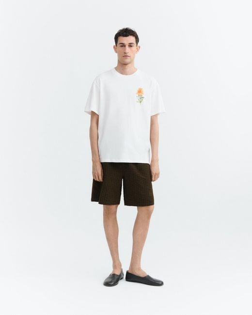 Thinking Mu White Aaron Crayon Flower T-Shirt for men