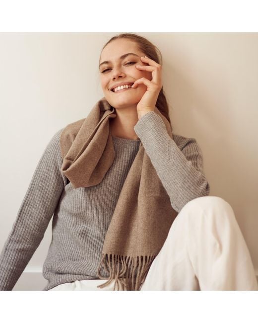 Bel Cashmere Gray Cashmere Scarf With Fringes Organic