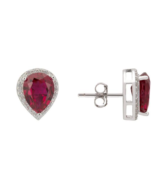 Latelita London Purple Theodora Ruby Teardrop Gemstone Stud Earrings Silver