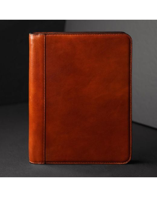 Time Resistance Brown Leather Documents Folder Organizer