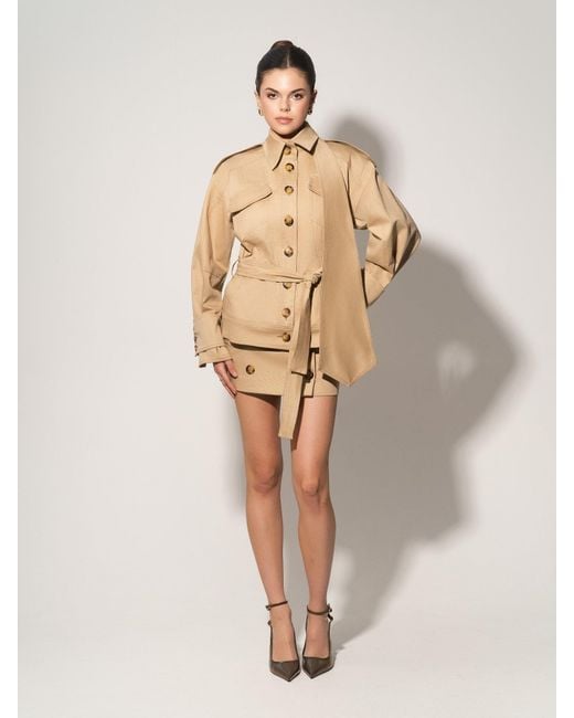 Tia Dorraine Natural Neutrals Oversized Belted Trench Jacket & Mini Skirt Set
