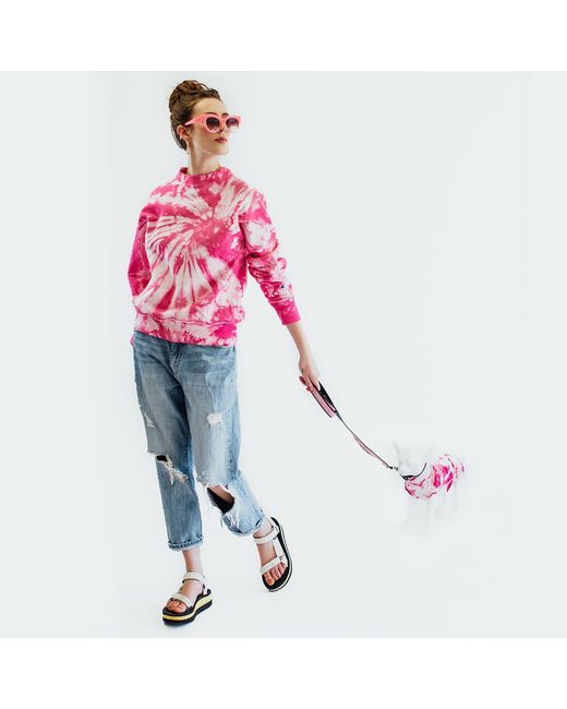 Zenzee Pink Barbie Bubblegum Tie Dye Reconstructed Sweatshirt