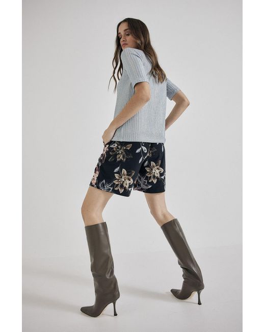 Lindsay Nicholas New York Blue Floral Jersey Short