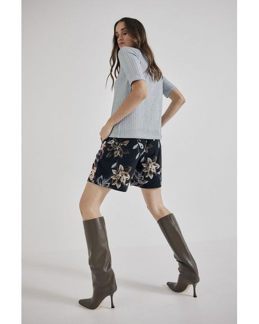 Lindsay Nicholas New York Blue Floral Jersey Short