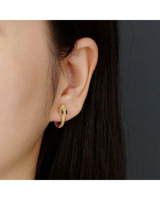 Angel Barocco Blue Small & Dainty Snake Hoops Earrings