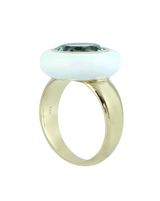 Artisan Blue 14K Enamel & Topaz Cocktail Ring