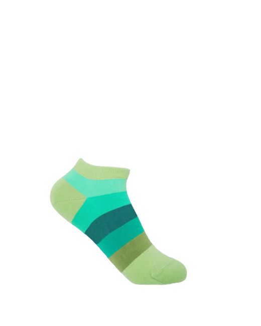 Peper Harow - Made in England Green Block Stripe Trainer Socks Bundle
