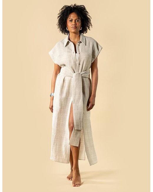 The Summer Edit Natural Neutrals Tatum Luxe Linen Shirt Dress