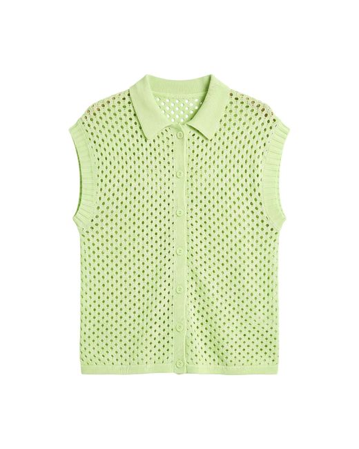 Brodie Cashmere Green Pointelle Sleeveless Shirt