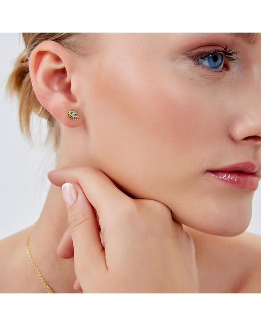 Spero London Metallic Bleu Eye Stud Earring Sterling