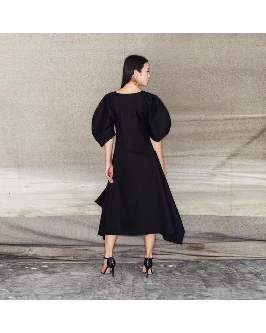 Bianca Popp Black Puff Dress With Flaps